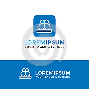 Double letter B logo in the shape of a cloverleaf and a book