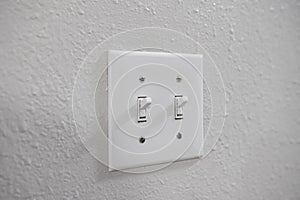 Double Light Switch On and Off Electrical New Build Construction.