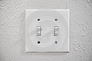Double Light Switch On and Off Electrical New Build Construction.