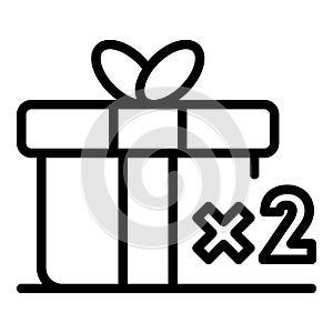 Double loyalty gift box icon, outline style