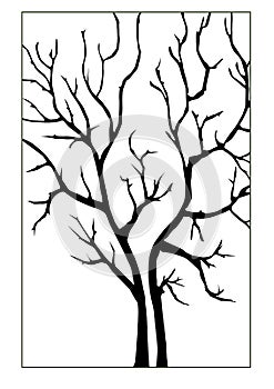 Double nake tree silhouette tattoo no leave isolated in frame.