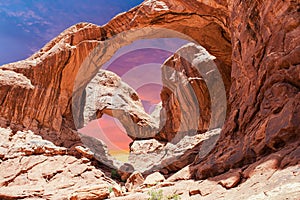 Double O Arch in Arches National Park in Utah