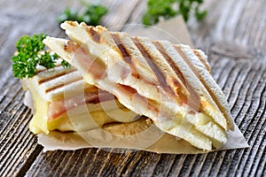 Double panini with ham and cheese photo