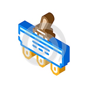 double pole single throw switch electronic part isometric icon vector illustration