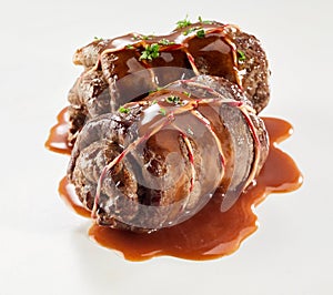 Double portion of beef roulades in gravy