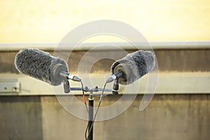 Double Professional sport microphone on a stadium