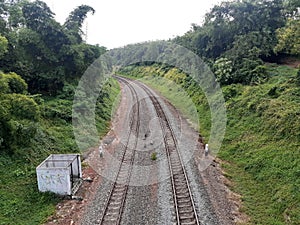 Double rail track in West Java province of Indonesia.