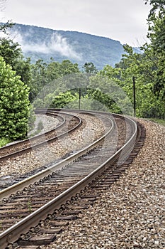 Double Railroad Tracks Curve