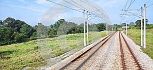 Double railroads with a clear sky