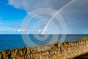 Double Rainbow Above Sea in Portobello Beach Edinburgh