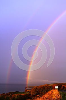 Double rainbow, Dunure Castle, S Ayrshire Scotland