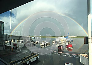 Double rainbow in Ottawa airport