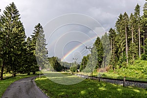 Double rainbow over Bavarian Alps near Grainau