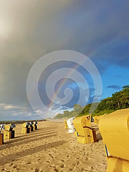 Double rainbow over the beach