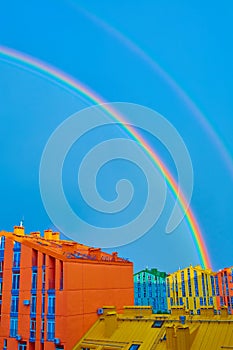 Double rainbow over the city