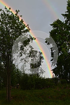 Double rainbow over the city in jule