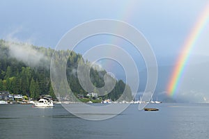 Double Rainbow Over Deep Cove, North Vancouver photo