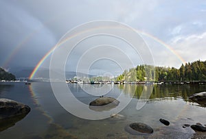 Double Rainbow Over Deep Cove, North Vancouver photo