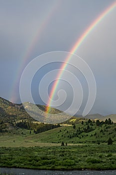 Double rainbow over Gallatin River photo