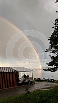 Double Rainbow Over Lake in Latvia.