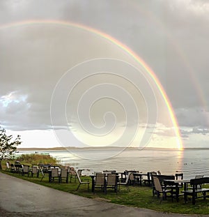 Double Rainbow Over Lake in Latvia.