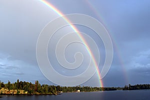 Double Rainbow over Lake of the Woods, Kenora, Ontario