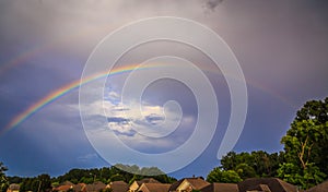 Double Rainbow Over Residential Area