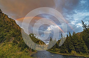 Double Rainbow Over The Rio Grande River In Colorado photo