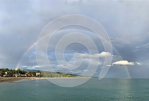 Double rainbow over the seaside