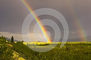 Double rainbow over Yukon river valley