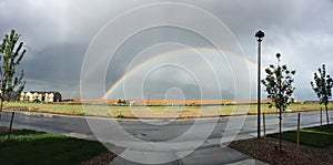 Double rainbow on a rainy day in Aurora