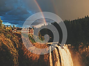 Double rainbow at snoqualmie falls