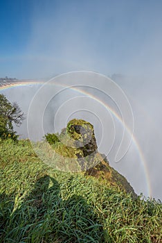 Double rainbow in spray over Victoria Falls