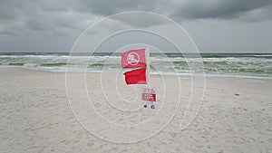 Double Red Flags On Beach in Panama City Beach FL