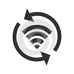Double Reverse wifi icon. Network reboot symbol. Sign app button vector