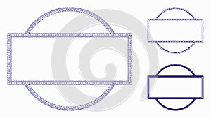 Double Round and Rectangle Frame Vector Mesh Wire Frame Model and Triangle Mosaic Icon