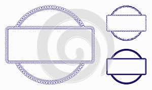 Double Round and Rectangle Frame Vector Mesh Wire Frame Model and Triangle Mosaic Icon