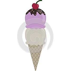 Double Scoop Ice Cream Vector Illustration