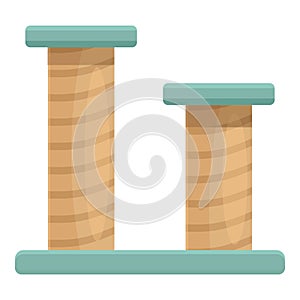 Double scratch post icon cartoon vector. Cat tower