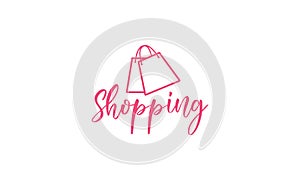 Double shopping bags lines logo symbol vector icon graphic design illustration