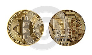 double-sided Bitcoin coin - transparent background