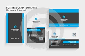 Double-sided creative and modern business card template. Portrait and landscape orientation. Horizontal and vertical layout. Stati