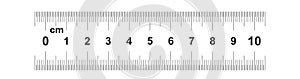 Double sided Ruler 10 centimeter or 100 mm. Value division 0.5 mm. Precise length measurement device. Calibration grid