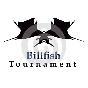 A double silhouette of sailfish and billfish tournament writing