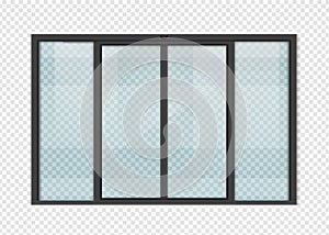 Double sliding glass doors with automatic motion sensor. vector design.