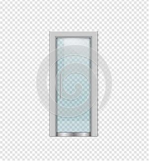 Double sliding glass doors with automatic motion sensor. vector design.