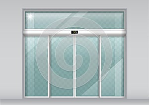 Double sliding glass doors with automatic sensor