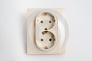 Double socket insulated on a white background.