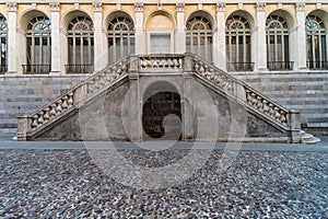 Double staircase of a historic building in the Lombard