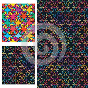 Double star combine colorful symmetry seamless pattern